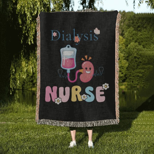 Dialysis Nurse Illustration Woven Blankets