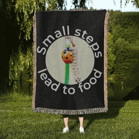Small Steps – Ladybug White Text Woven Blankets