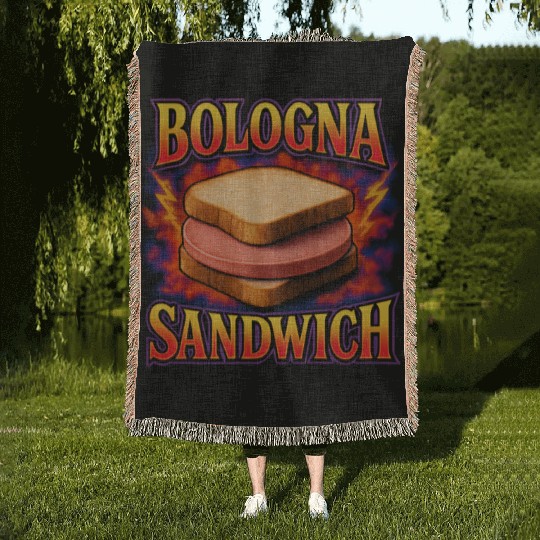 Bologna Sandwich Favorite Food Weird 90s Bologna Woven Blankets
