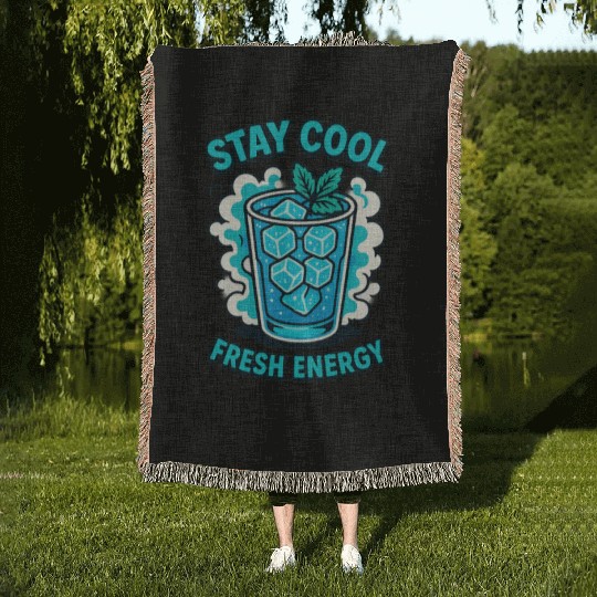 Stay Cool – Fresh Energy | Kawaii Retro Pop Art Dr Woven Blankets
