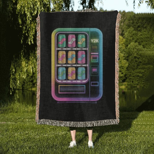 Y2K Cyber Vending Machine with Iridescent Drinks Woven Blankets