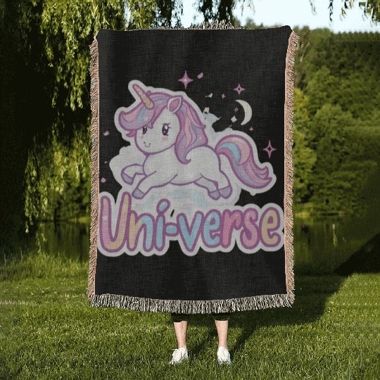 Magical Unicorn in Pastel Universe Woven Blankets