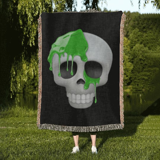 skull toxic emoticon Woven Blankets