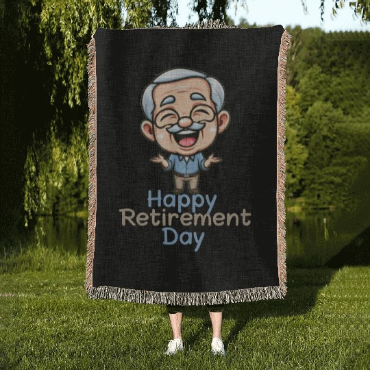 Joyful Retirement Celebration Illustration Woven Blankets