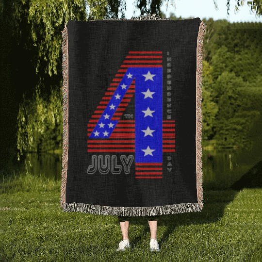 July 4th Stars and Stripes Independence Design Woven Blankets