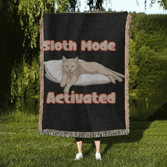 Sloth Mode Activated Cat in Hammock Woven Blankets