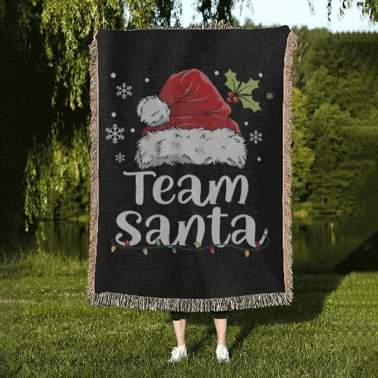 Team Santa Holiday Christmas Design Woven Blankets