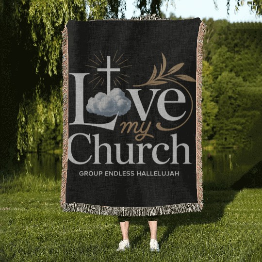 I Love My Church Cross Christian Streetwear Woven Blankets
