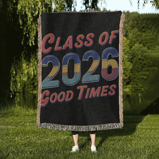 Class of 2026 Good Times Vintage Style Senior Woven Blankets
