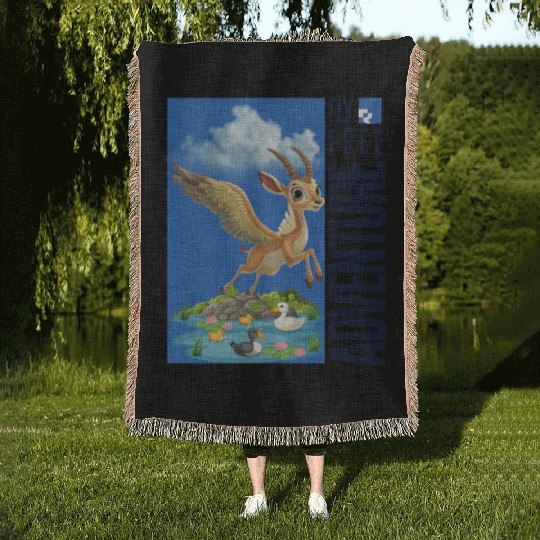 Flying Mythical Waterfowl with Adventure Theme Woven Blankets
