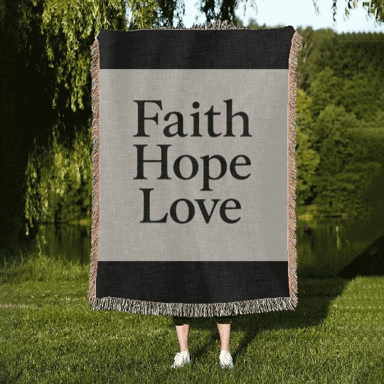 Inspirational Faith Hope Love Typography Woven Blankets