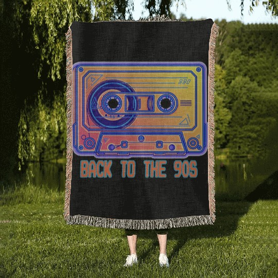 Back to the 90s Retro Cassette Tape Woven Blankets