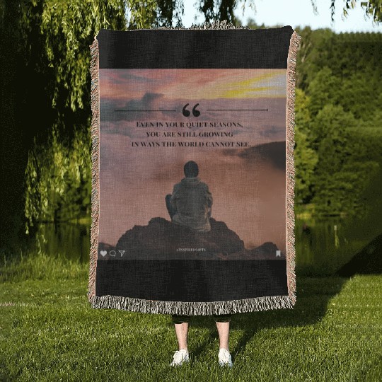 Quiet Seasons Growth Inspirational Quote Woven Blankets