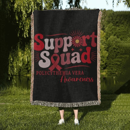Polycythemia Vera Support Squad Design Woven Blankets