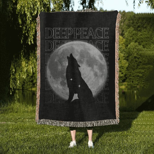 Wolf Howling at Full Moon Design Woven Blankets
