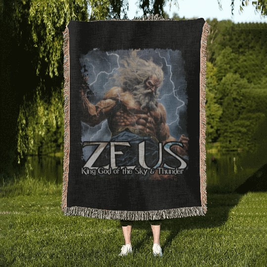 Zeus Thunder God Woven Blankets