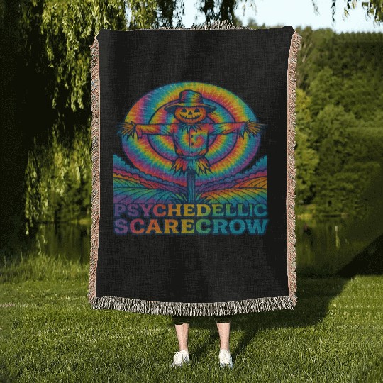 Psychedelic Scarecrow Trippy EDM Rave Festival Woven Blankets