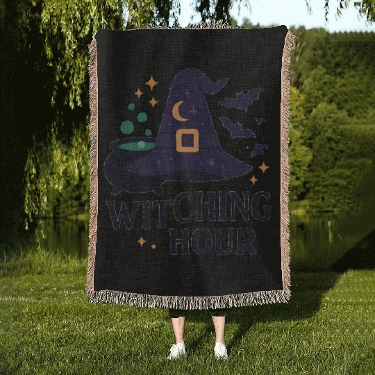 Witching Hour Night Scene Design Woven Blankets