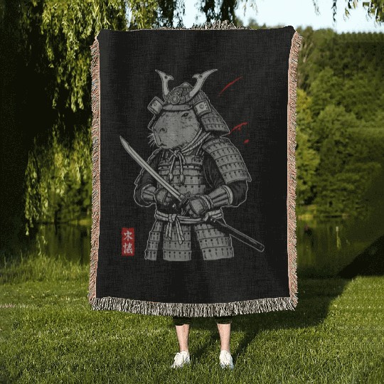 Samurai Otter in Armor Woven Blankets