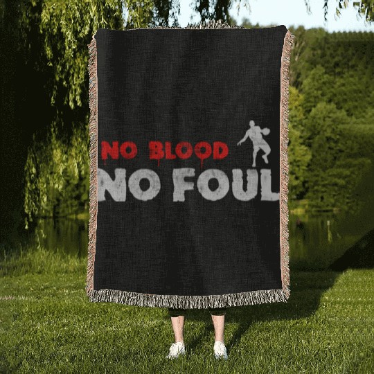 Basketball Slogan No Blood No Foul Used Look Retro Woven Blankets