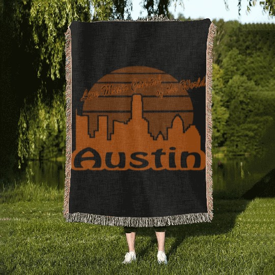 Austin Texas burnt orange Woven Blankets