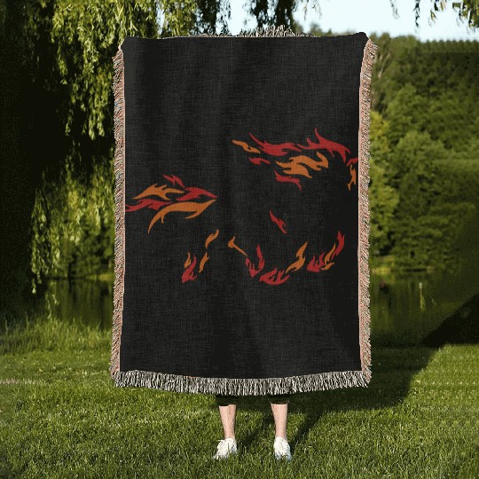 darr horse flame 11 Woven Blankets