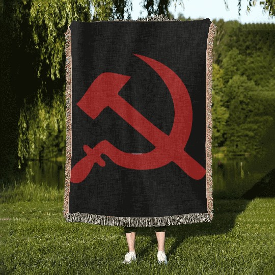 hammer and sickle Woven Blankets
