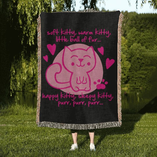 soft kitty, warm kitty, little ball of fur... Woven Blankets