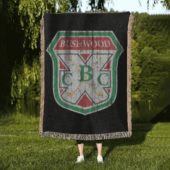 Vintage Bushwood Country Club Crest Woven Blankets
