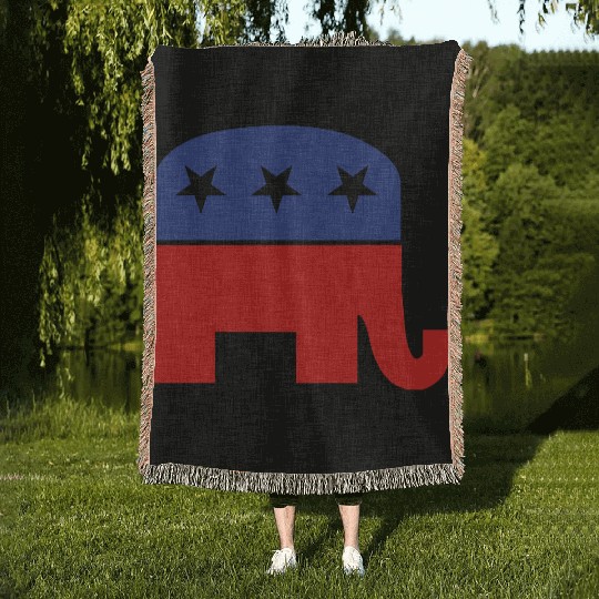 Republican elephant Woven Blankets