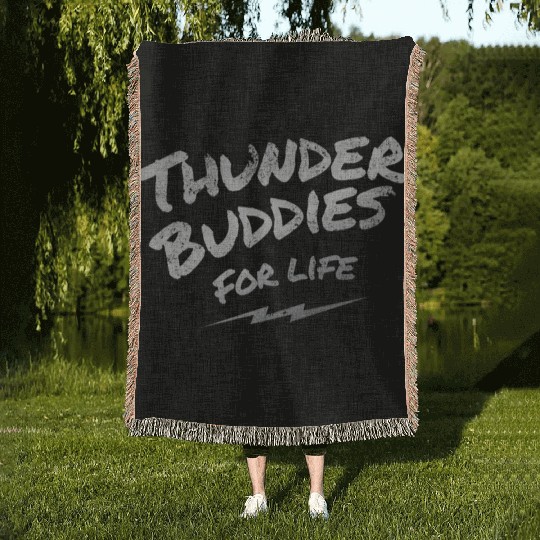 thunder buddies for life – silver Woven Blankets