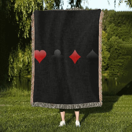 Playing Card Suits Woven Blankets