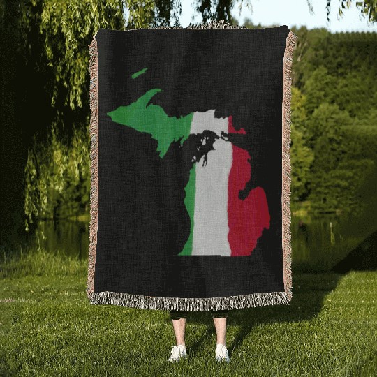 Michigan Italian Italy Flag Pride Woven Blankets