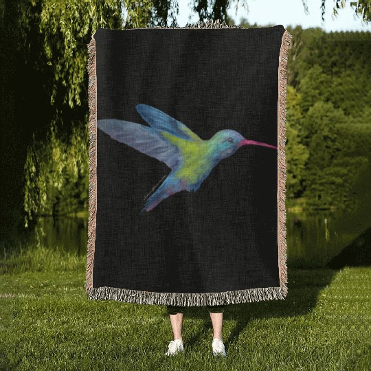 AD hummingbird Woven Blankets