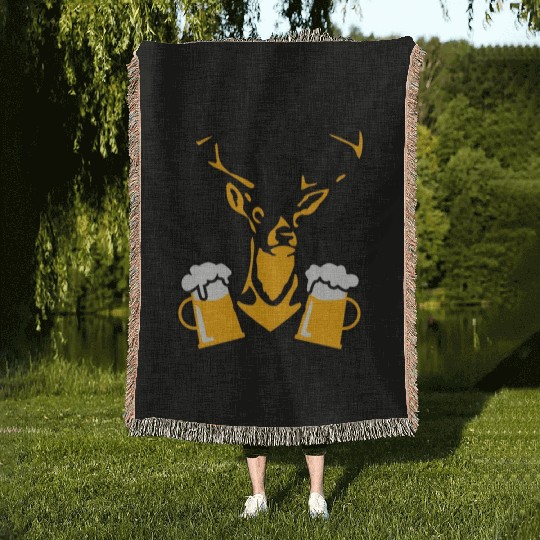 23 deer party fun funny love stag nigh wild drunk Woven Blankets