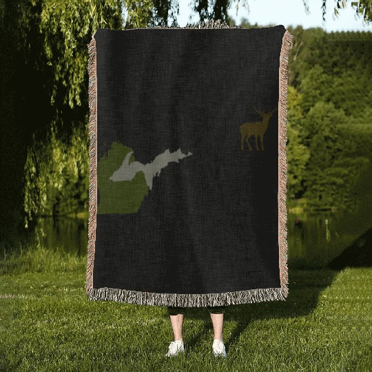 Funny Michigan Yooper Hunting Parody Deer Woven Blankets
