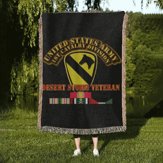 Army - 1st Cavalry Division - Desert Storm Veteran Woven Blankets