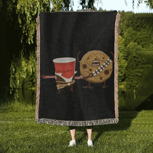 Funny star wars han solo and chewbacca Woven Blankets