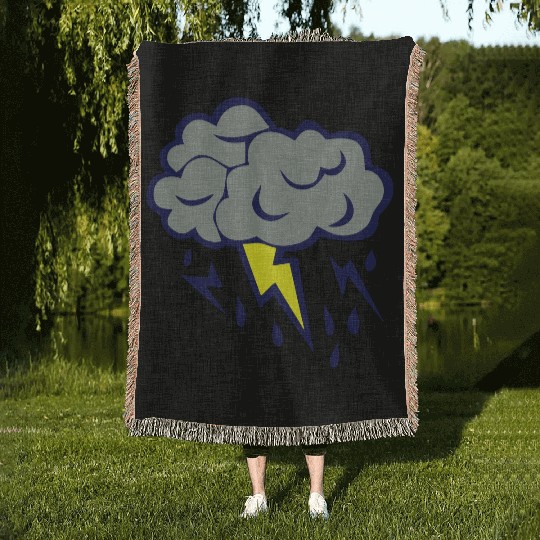 lightning cloud rain storm 606 Woven Blankets