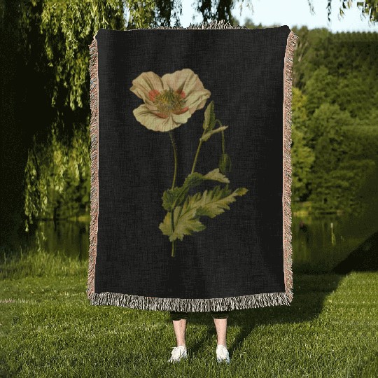 Opium poppy (detailed) Woven Blankets