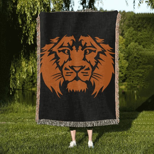 lion king animal head 7092 Woven Blankets