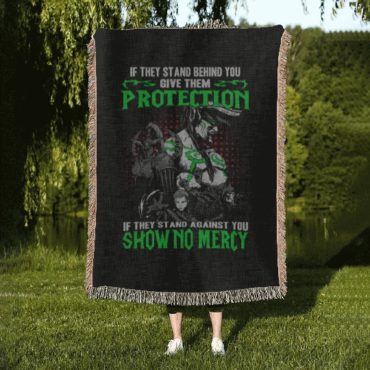 Warcraft-If they stand against you show no mercy Woven Blankets