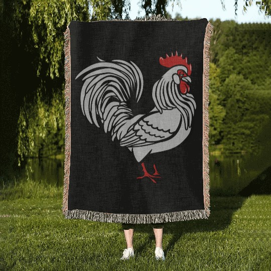 Cock witty bird Woven Blankets