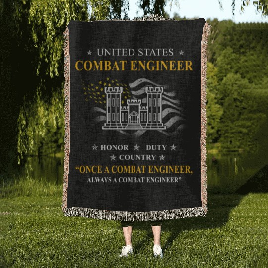 combat engineer, us army combat engineer, army com Woven Blankets