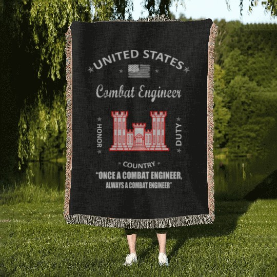 combat engineer, us army combat engineer, army com Woven Blankets