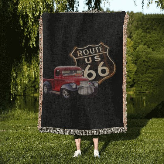 Route 66 Street Rod Woven Blankets