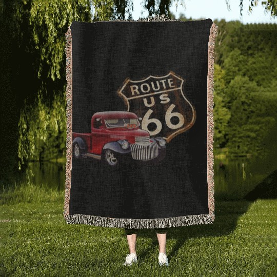 Route 66 Street Rod Woven Blankets