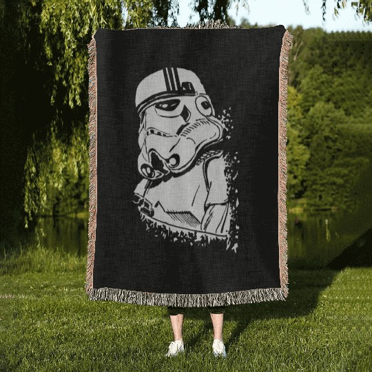 Funny and cool Star Wars Stormtrooper graffiti Woven Blankets
