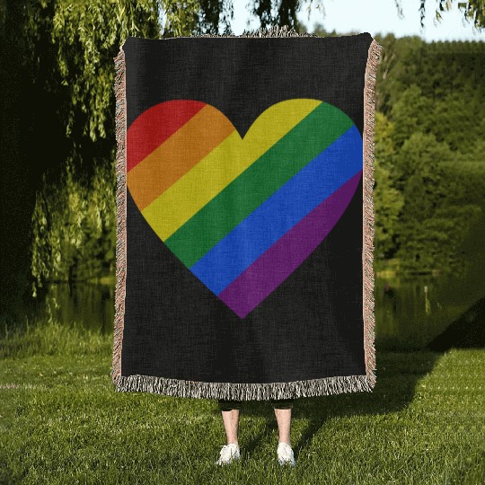Rainbow Heart Woven Blankets