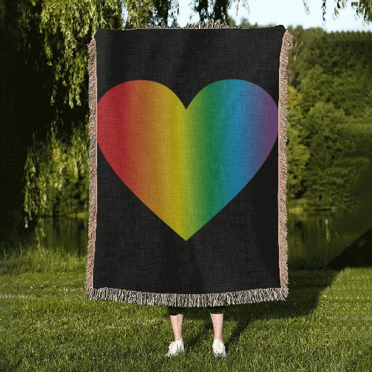 Lgbt rainbow heart, gay heart Woven Blankets